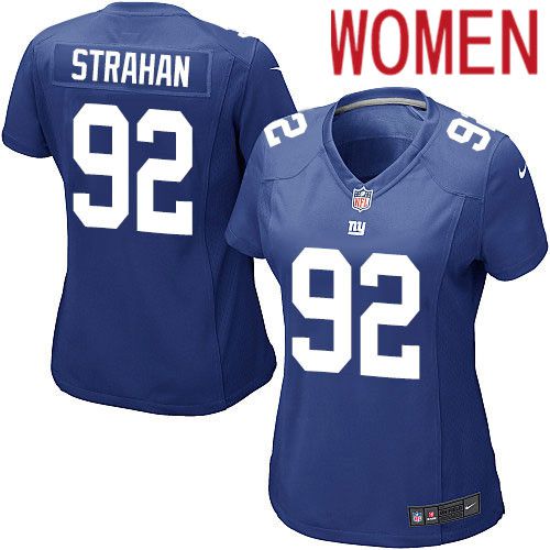 Women New York Giants 92 Michael Strahan Nike Royal Game NFL Jersey